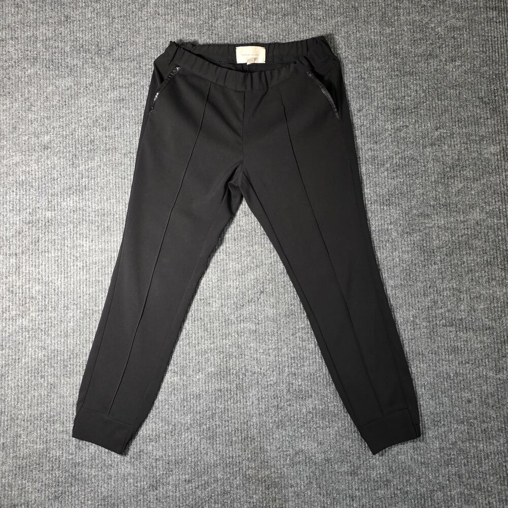 Brochu Walker Black Pull On Ankle Pants Faux Leather Trim Size‎ S
